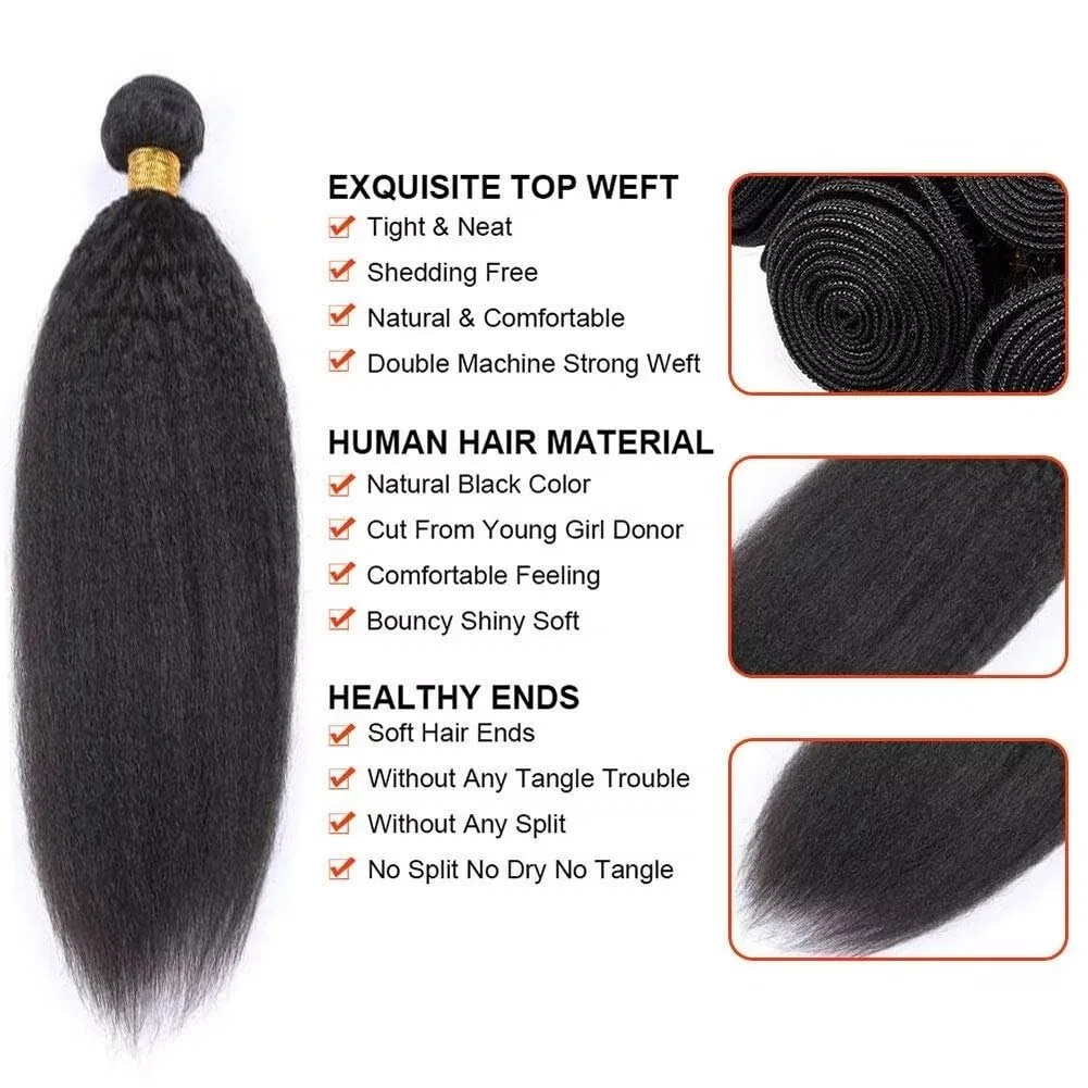 Натуральные бразильские волосы для наращивания 10A Kinky Straight Emol, Natural Black — фото 2