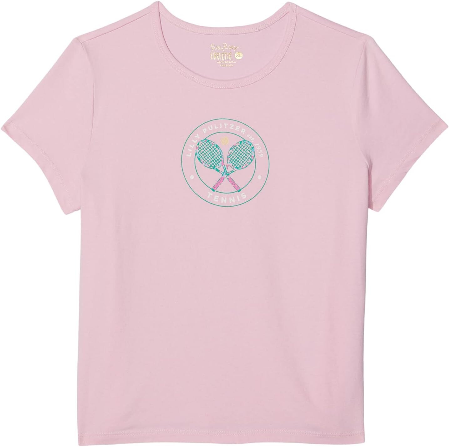 

Футболка Lilly Pulitzer Mini Rally Tee, цвет Peony Pink Holding Court Tennis Graphic Kids