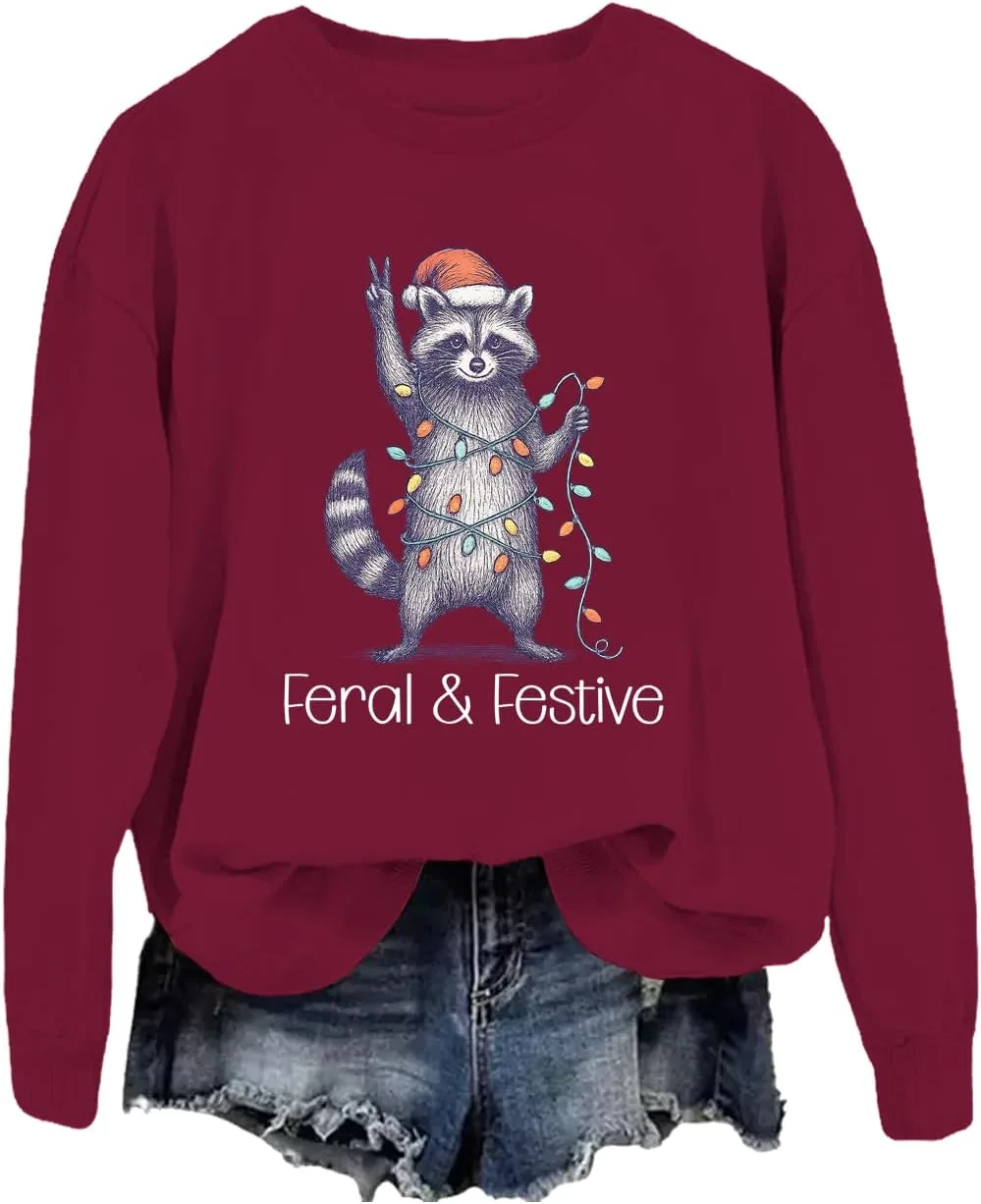 

Толстовка с капюшоном Feral & Festive с новогодним енотом JWVEL