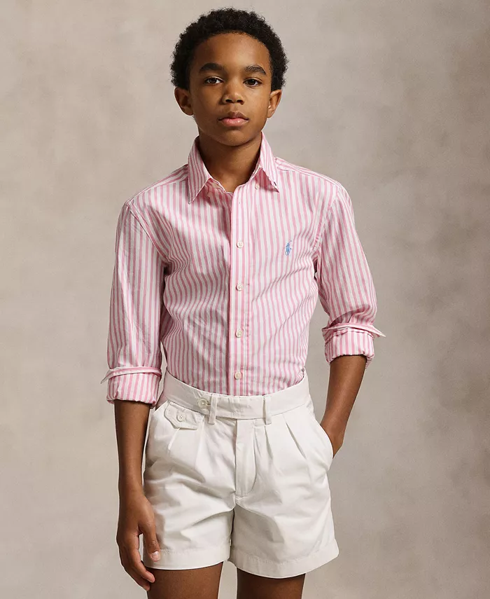 

Рубашка из хлопкового поплина в клетку для мальчиков Big Boys Polo Ralph Lauren, розовый