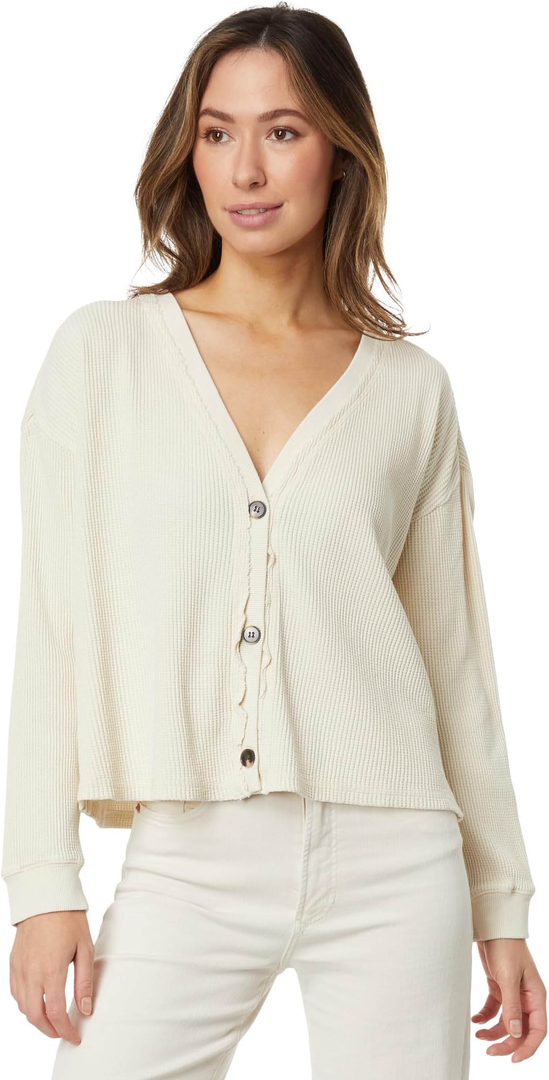

Лонгслив Mod-o-doc Washed Waffle Long Sleeve Button Front Cardi, цвет Comfy Cream
