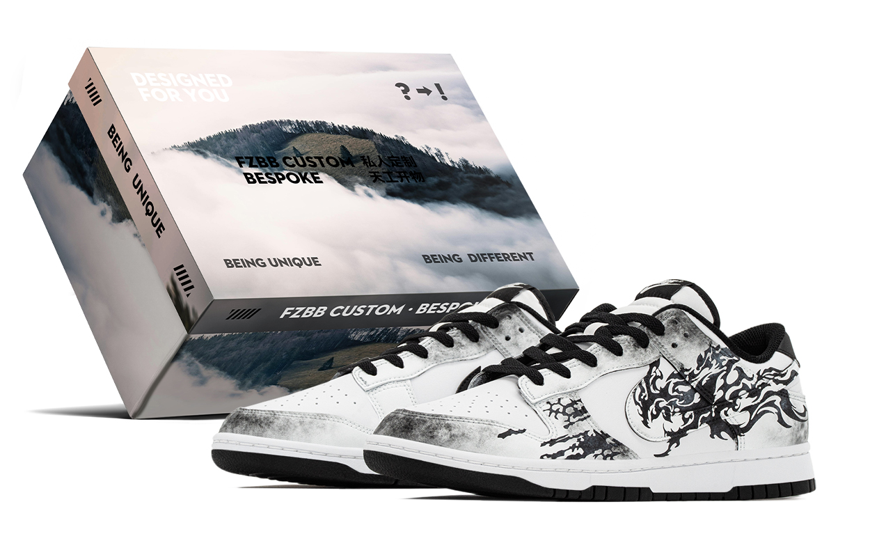 

Nike Dunk Soul Devouring Spear, Chinese Style Box, устойчивые к истиранию, низкие кроссовки для скейтбординга, мужские, черный белый