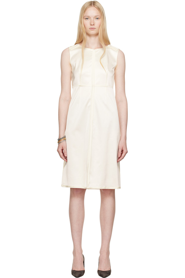 

Сатиновая эластичная трансформируемая миди-платье Mm6 Maison Margiela, белый