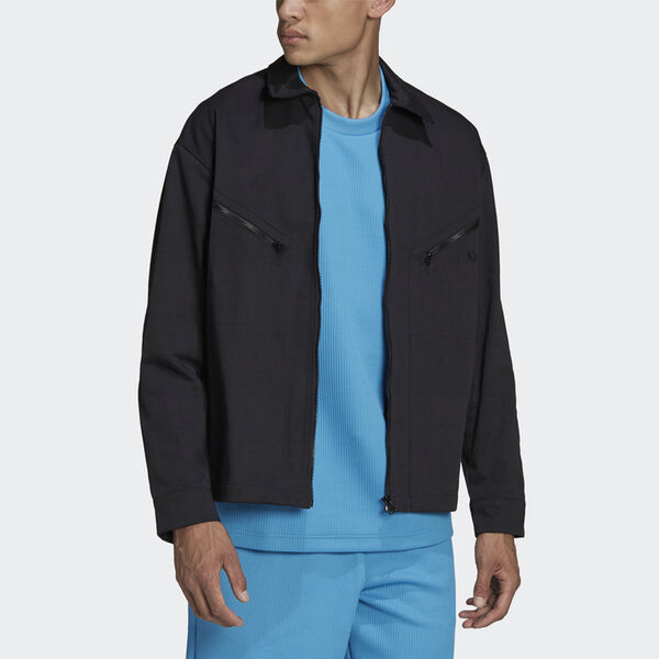 Куртка Men's adidas originals Logo Embroidered Solid Color Lapel Long Sleeves Sports Black Jacket, мультиколор — фото 2