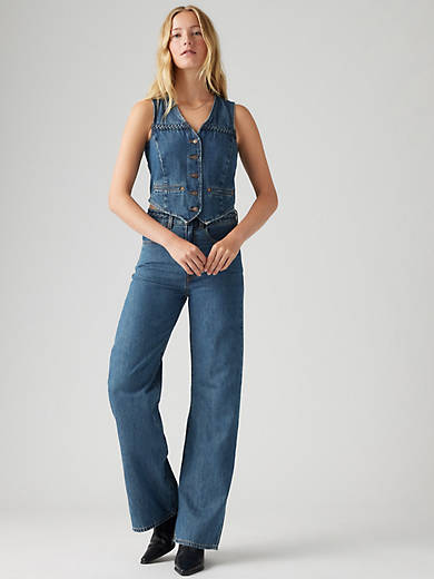

Плетеные женские джинсы Ribcage Wide Leg Levi's, цвет Big Yikes - Dark Wash
