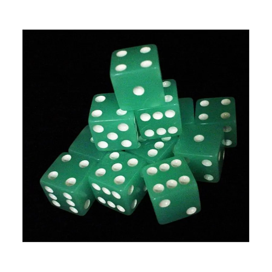 

d6 16 мм светящийся в темноте салатовый (12), Dice - d6 Glow-in-the-Dark