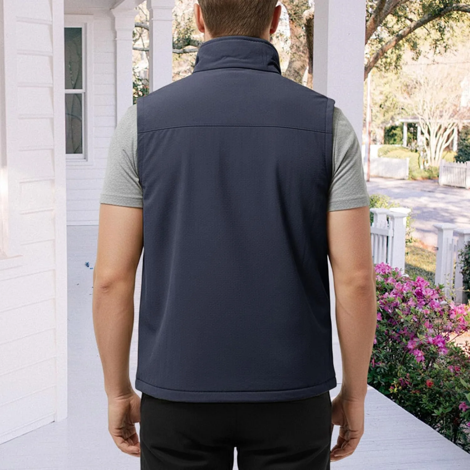 Мужская флисовая жилетка Reversible Zip Up с отложным воротником и карманами - для путешествий и спорта Generic, Sapphire — фото 3