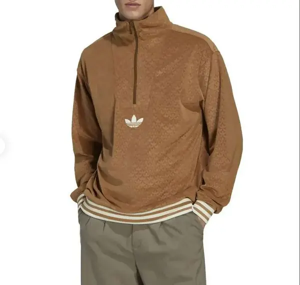 Толстовка adidas originals Funnel Velour, коричневый — фото 2