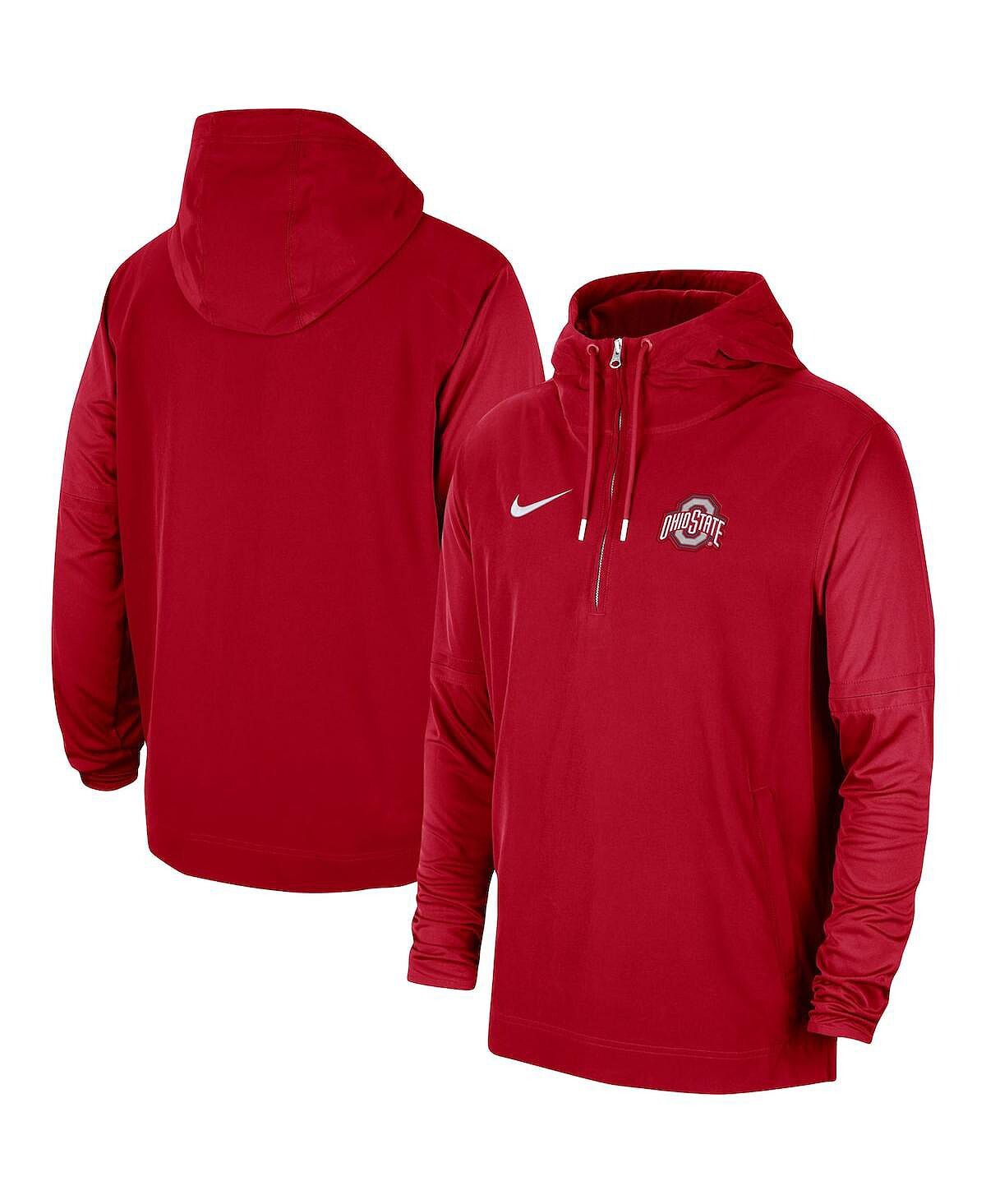 

Мужская куртка Scarlet Ohio State Buckeyes 2023 Coach с капюшоном и молнией до половины Nike