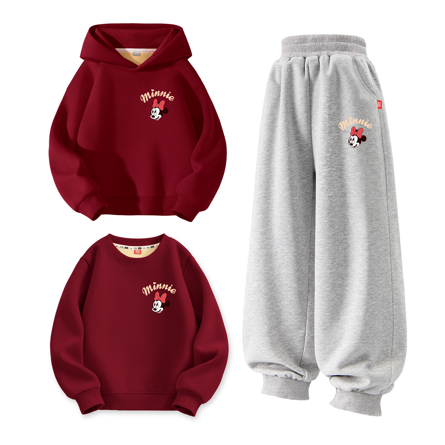 Детский костюм Tang с круглым вырезом Disney, [thickened and fleece-lined]di duozhuang бордовый+di duozhuang темно-синий +di duozhuang бордовый — фото 4