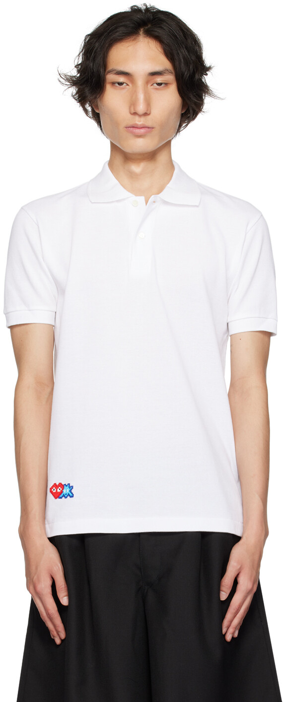 

Белое поло COMME des GARCONS PLAY Invader Edition Comme des Garçons, Белый, Белое поло COMME des GARCONS PLAY Invader Edition Comme des Garçons