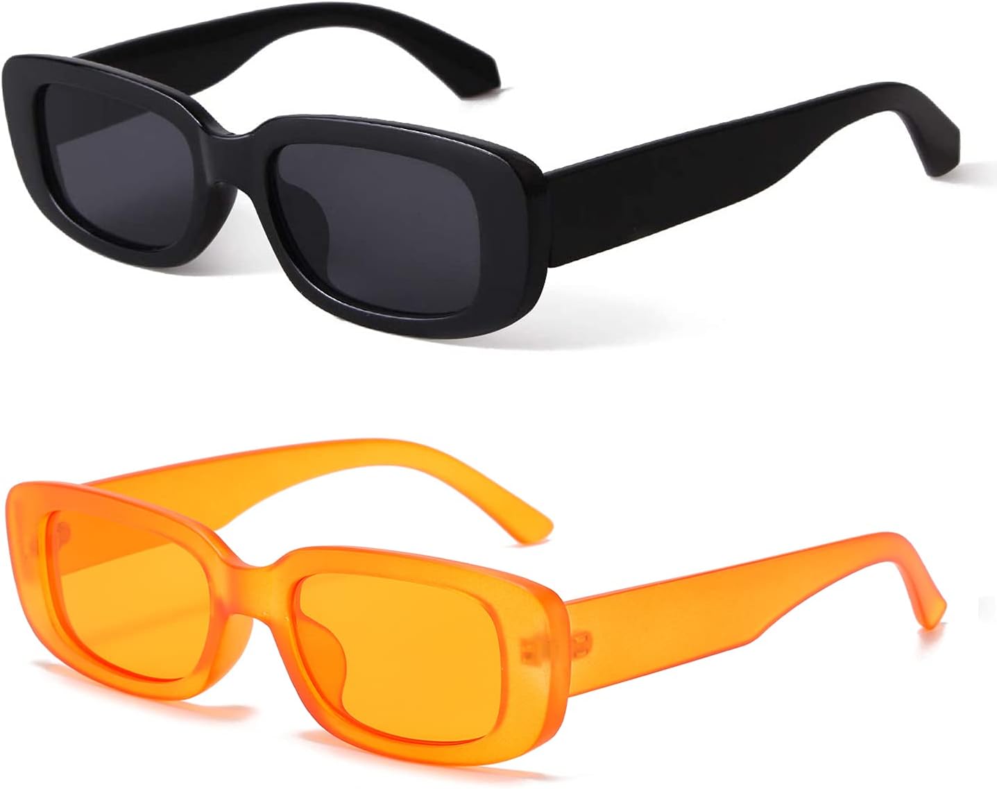 

Солнцезащитные очки BUTABY прямоугольной формы для женщин, ретро-очки для вождения, винтажный стиль 90-х, узкая квадратная оправа, защита UV400, Black Frame Grey Lens+orange Frame Orange Lens