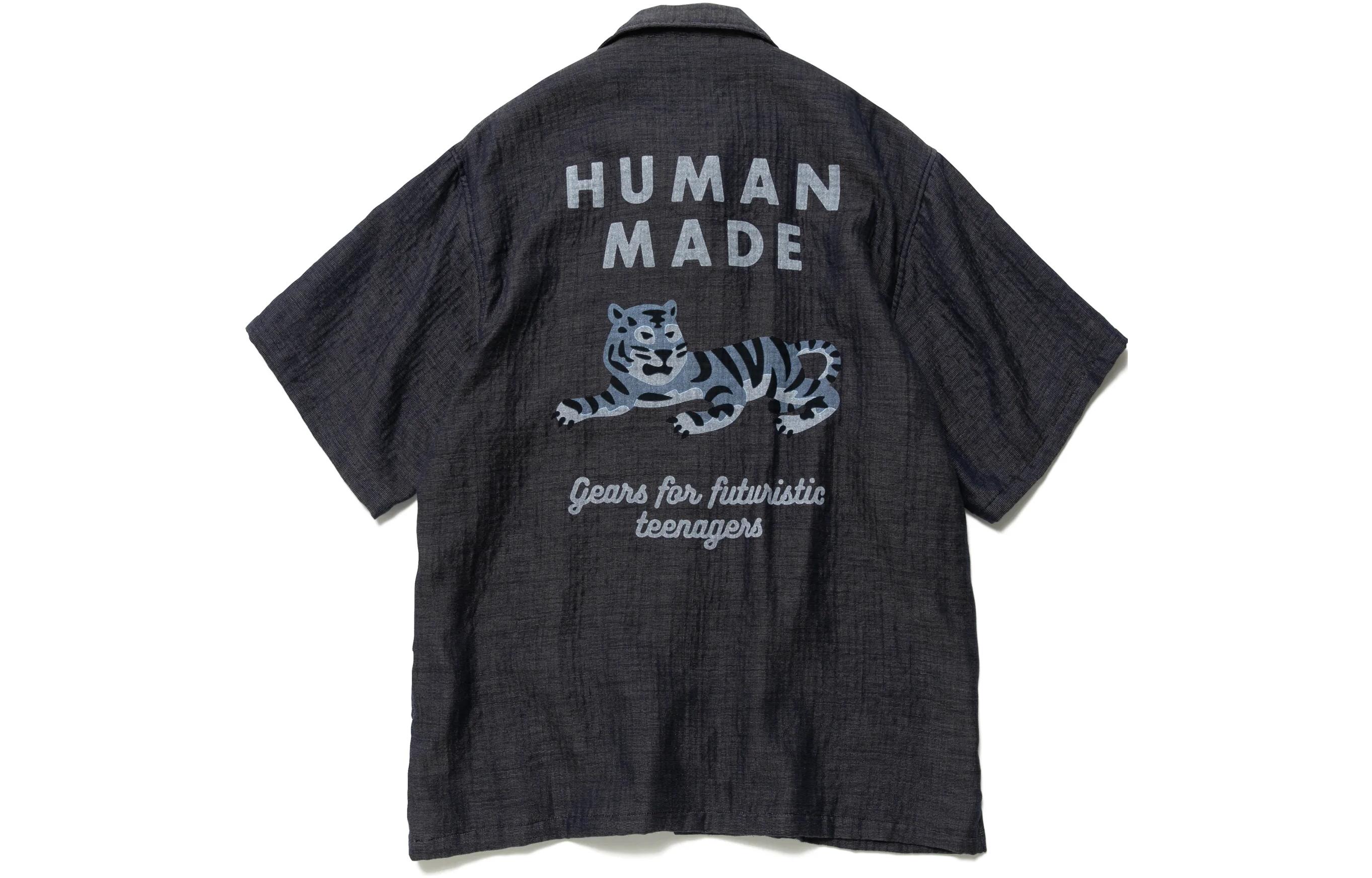 

Чёрная газовая алоха рубашка из шамбрея HUMAN MADE, морской синий
