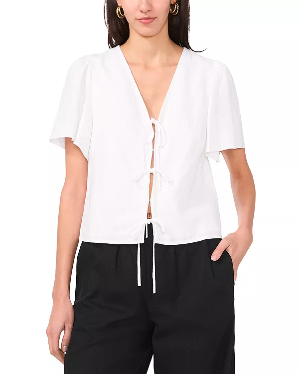 

Топ с коротким рукавом и завязкой спереди 1.State, белый