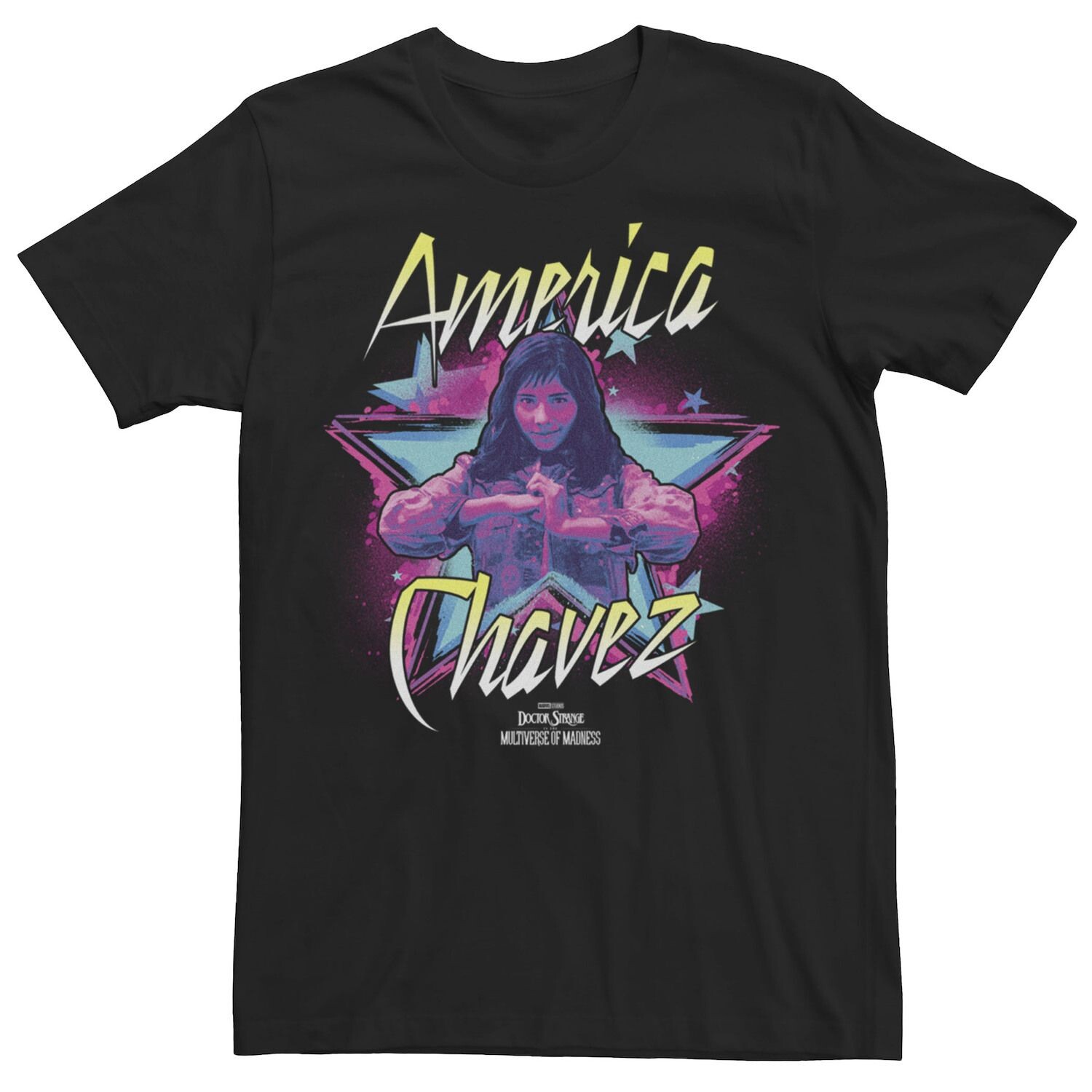 

Мужская неоновая футболка Marvel Doctor Strange Movie 2 America Chavez Pose Star Licensed Character