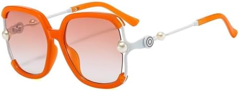 

Солнцезащитные очки в полуободковой оправе для женщин, квадратные, жемчужного цвета, модные солнцезащитные очки большого размера, защита от УФ-излучения UV400 MTZJH, Orange
