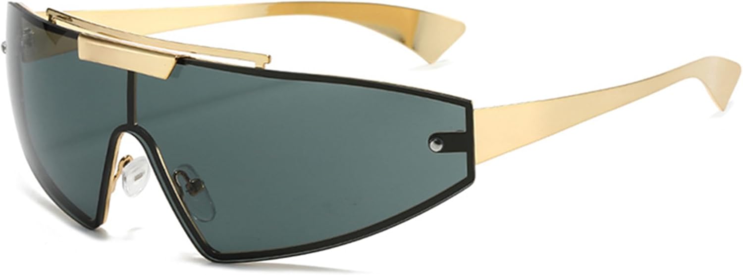 

Солнцезащитные очки Bullabulling в стиле ретро «кошачий глаз» для женщин и мужчин, цельные, с градиентным зеркальным покрытием, защитой от УФ-излучения UV400, для активного отдыха и спорта, в стиле панк, Green Gold