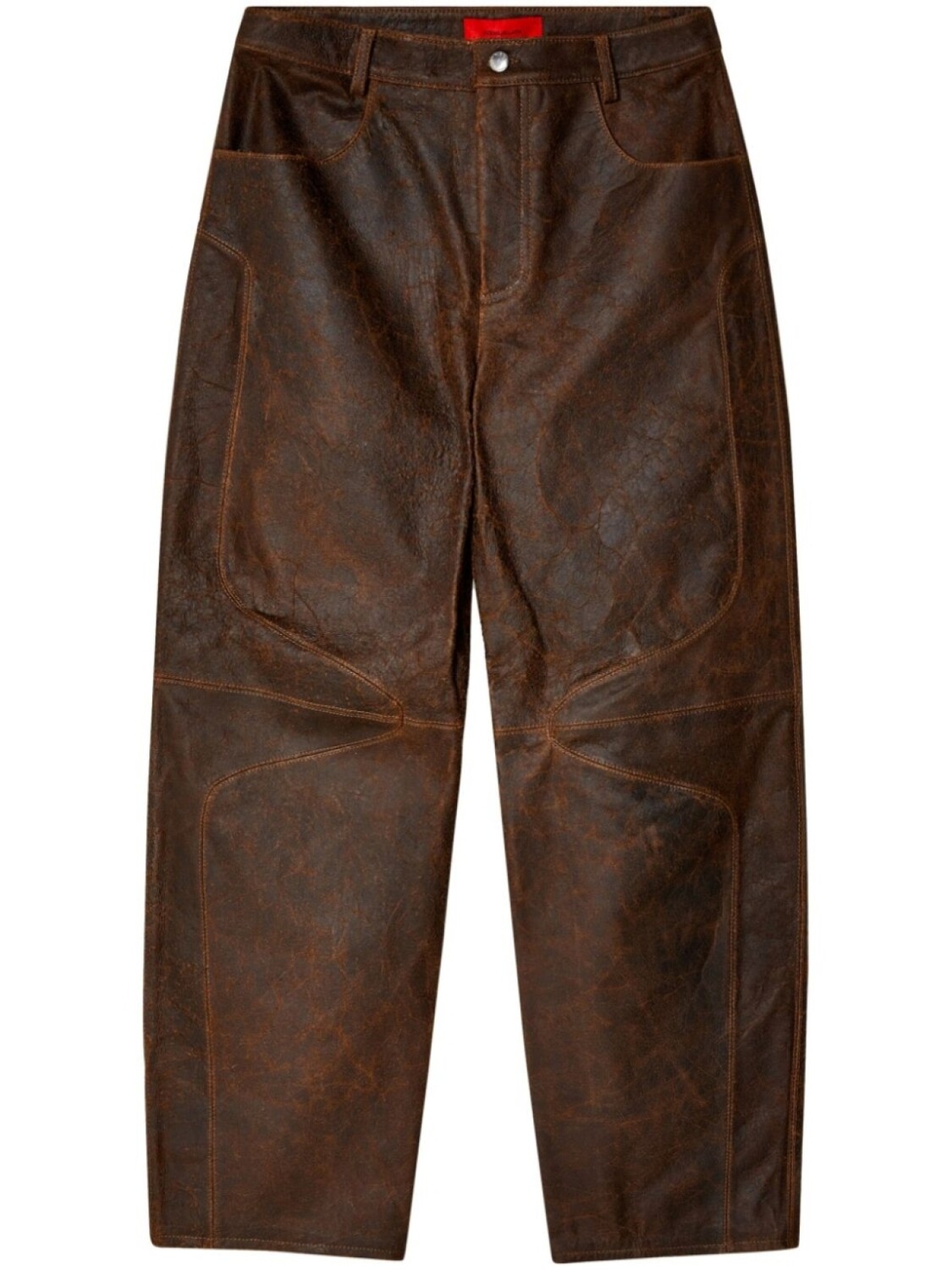 

Кожаные брюки с эффектом потертости Eckhaus Latta, коричневый