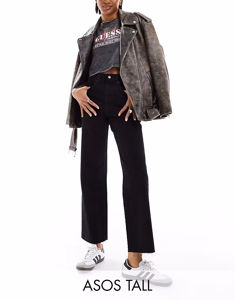 

Джинсы прямого кроя Tall Ankle Grazer черного цвета Asos Tall