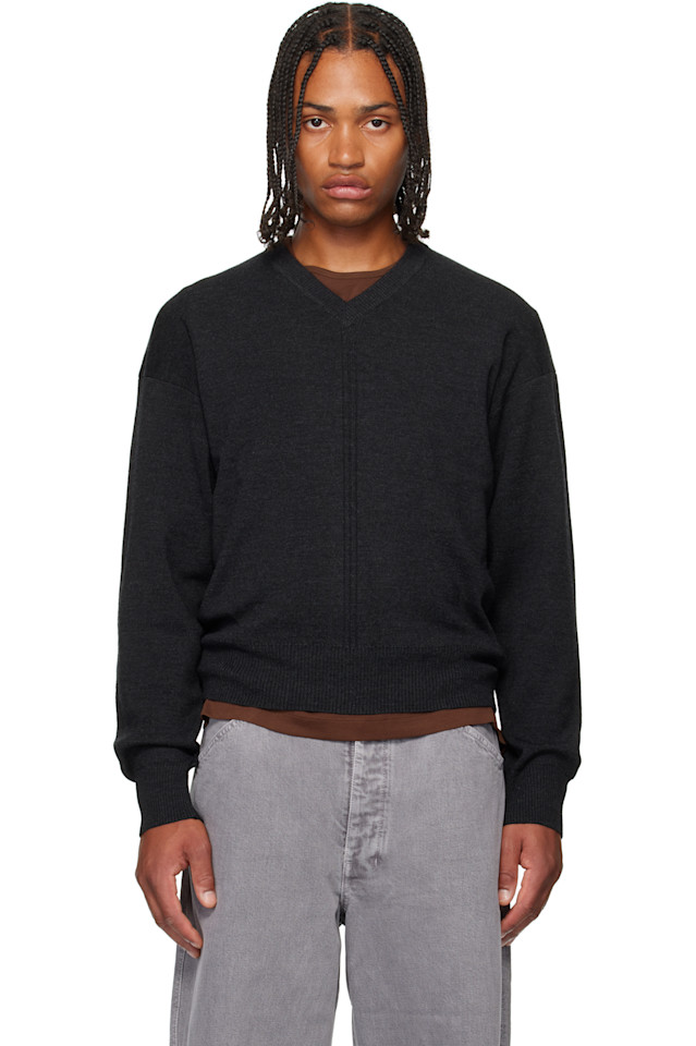 

Lemaire Серый свитер с V-образным вырезом