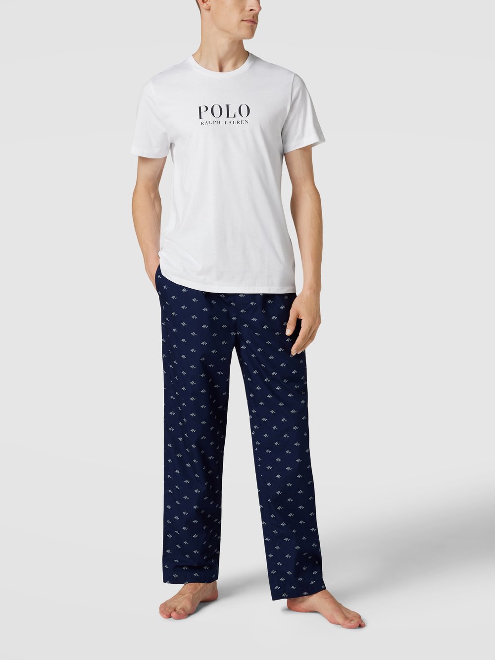 

Пижамные брюки с логотипом по всей поверхности, модель «LOGO» Polo Ralph Lauren Underwear, темно-синий