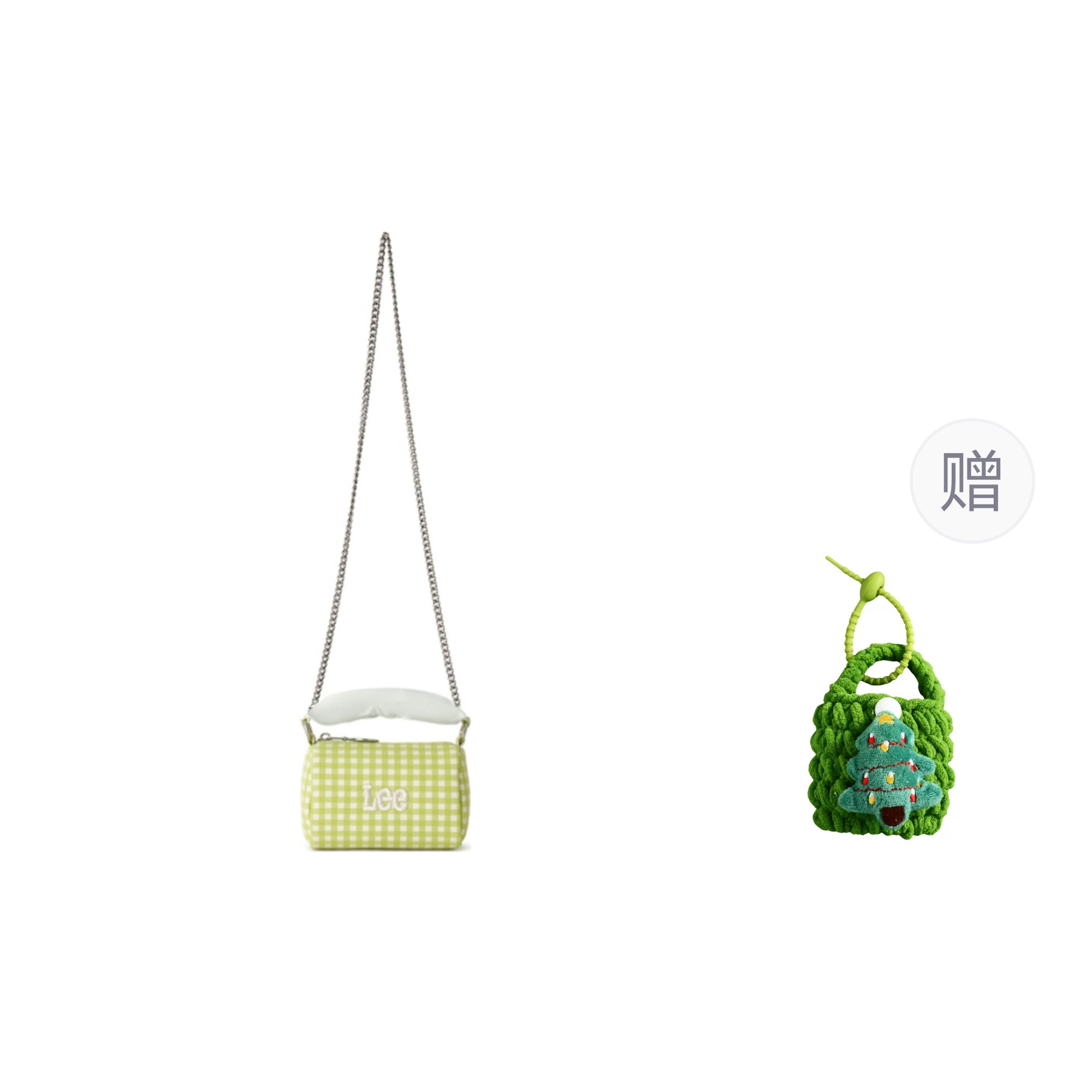 

Lee Женская зеленая клетчатая сумка из ткани, Green Plaid-with Chain