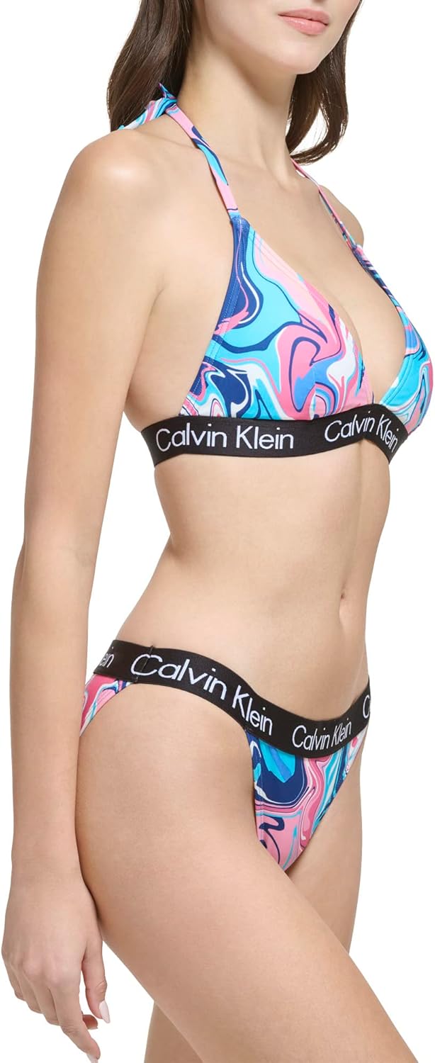 Женский комплект бикини Calvin Klein с заниженной талией и треугольными чашечками и логотипом, Paint Spill Logo — фото 4