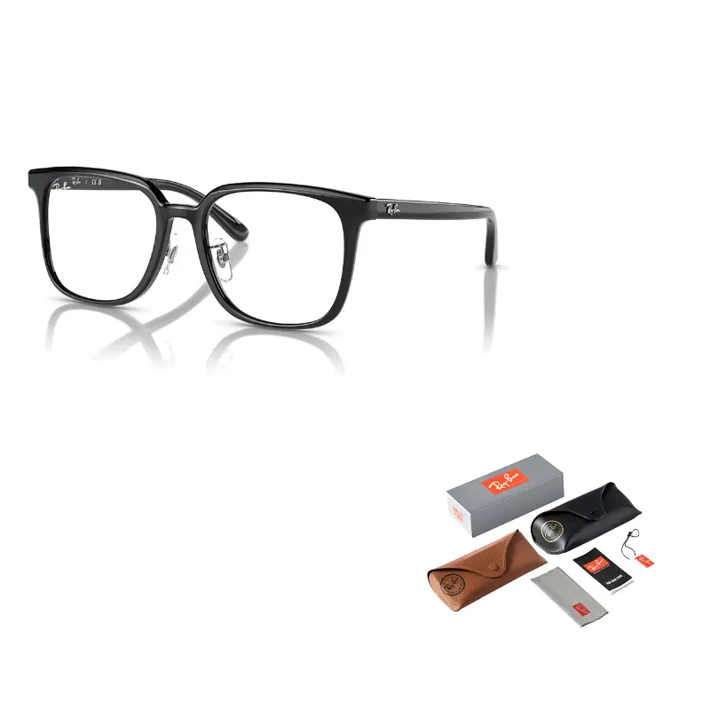 

RayBan Ацетатные квадратные очки унисекс черные, Black