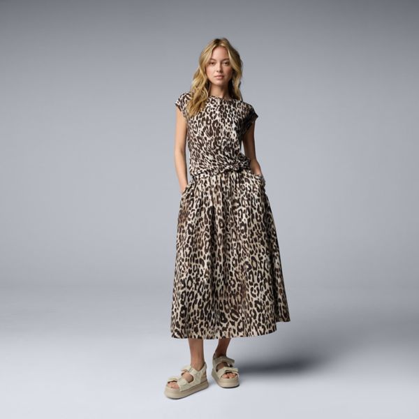 

Женская футболка с узлом спереди Simply Vera Vera Wang, цвет beige leopard spots