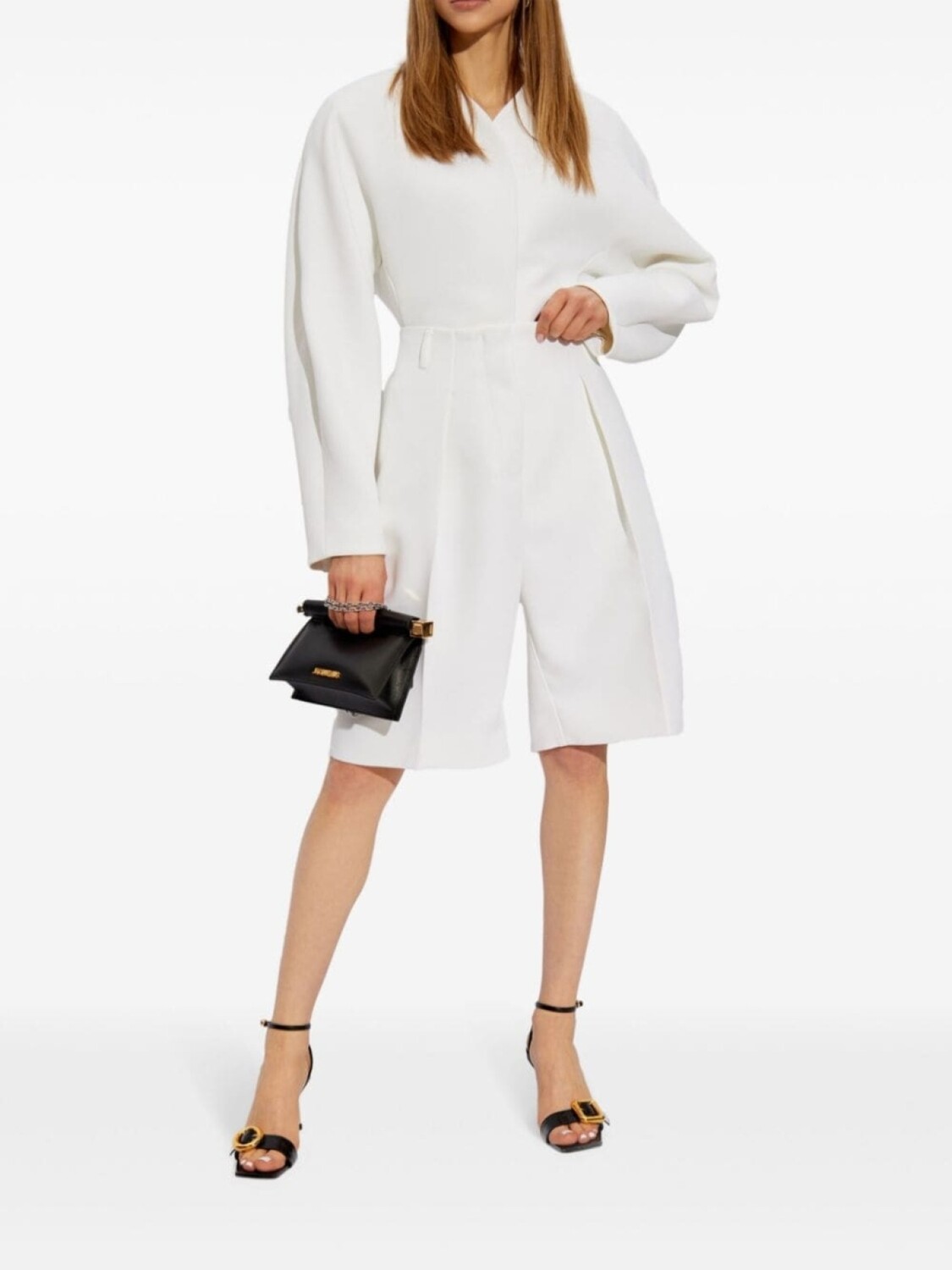 Jacquemus шорты с завышенной талией и складками, белый — фото 2