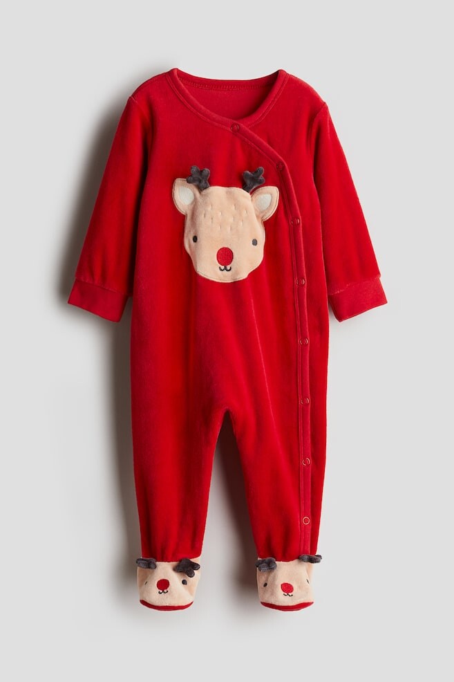 

Велюровая пижама с ножками H&M, красный