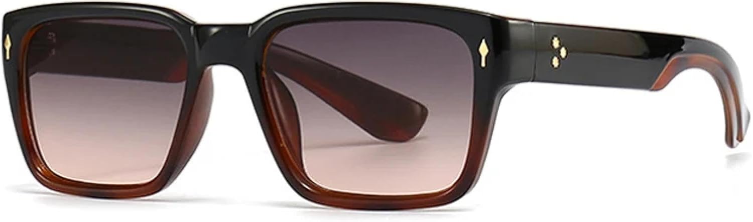 

Солнцезащитные очки в стиле ретро с заклепками для женщин, модные градиентные очки с защитой от УФ-излучения UV400, трендовые солнцезащитные очки для мужчин TVTBBVV, Black Tea Grey Pink