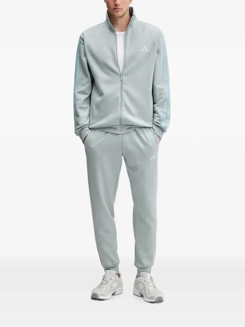 Спортивная куртка с полосками и логотипом Adidas, зеленый — фото 2
