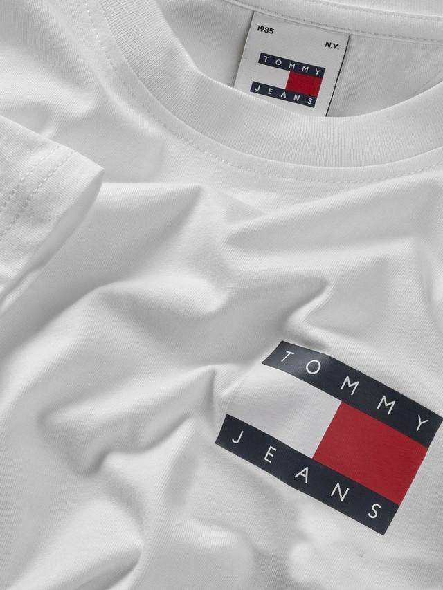 Приталенная футболка с логотипом с коротким рукавом Tommy Hilfiger, белый — фото 2