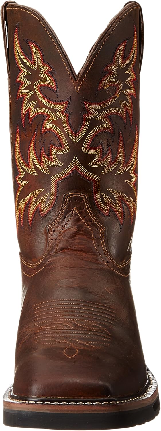 Мужские сапоги Justin Original Work Boots Stampede с квадратным носком и вставкой Pull-On, темно-коричневый — фото 2