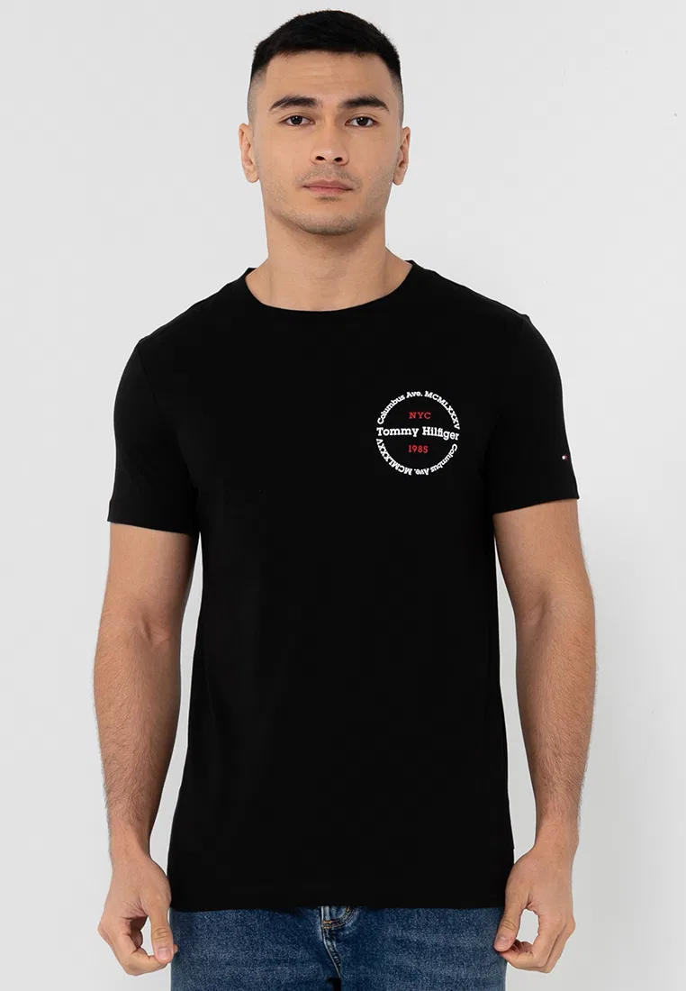Футболка с круглым вырезом, Hilfiger Tommy Hilfiger, черный