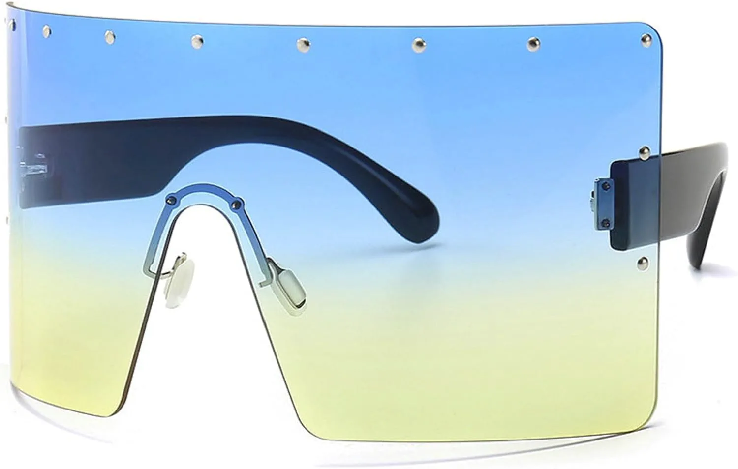 

Большие модные цельные солнцезащитные очки для женщин и мужчин, солнцезащитные очки-маска, ретро-очки в стиле 2000-х, большие защитные очки mincl, Blue&yellow