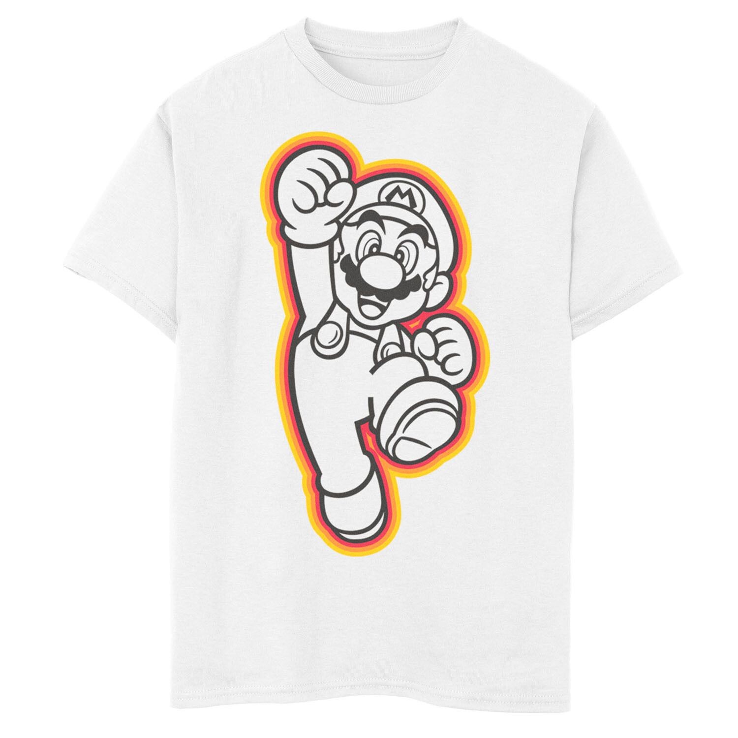 

Футболка Nintendo Super Mario с цветным контуром и пузырьками для мальчиков 8–20 лет Licensed Character, белый