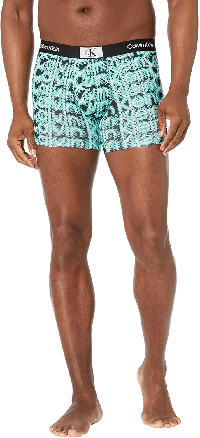 

Мужские трусы-боксеры Calvin Klein Micro 1996 года, Layered Wavy Logo Print Fresh Peppermint