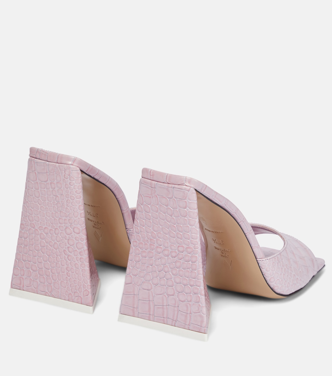 Сандалии из кожи Devon с крокодиловым эффектом The Attico, Pastel Pink — фото 3