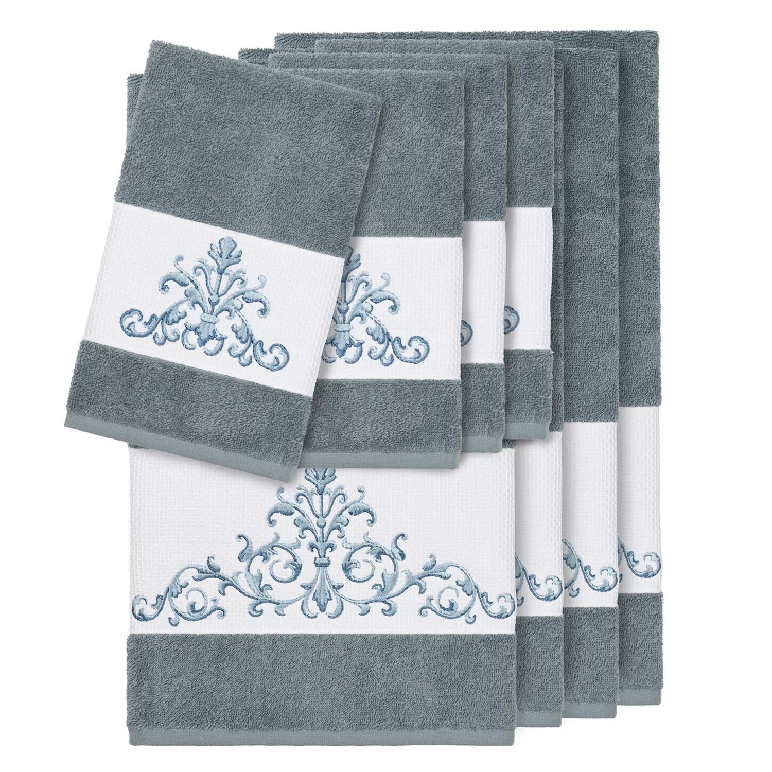 

Linum Home Textiles Набор из 8 банных полотенец с украшением Scarlet, голубой
