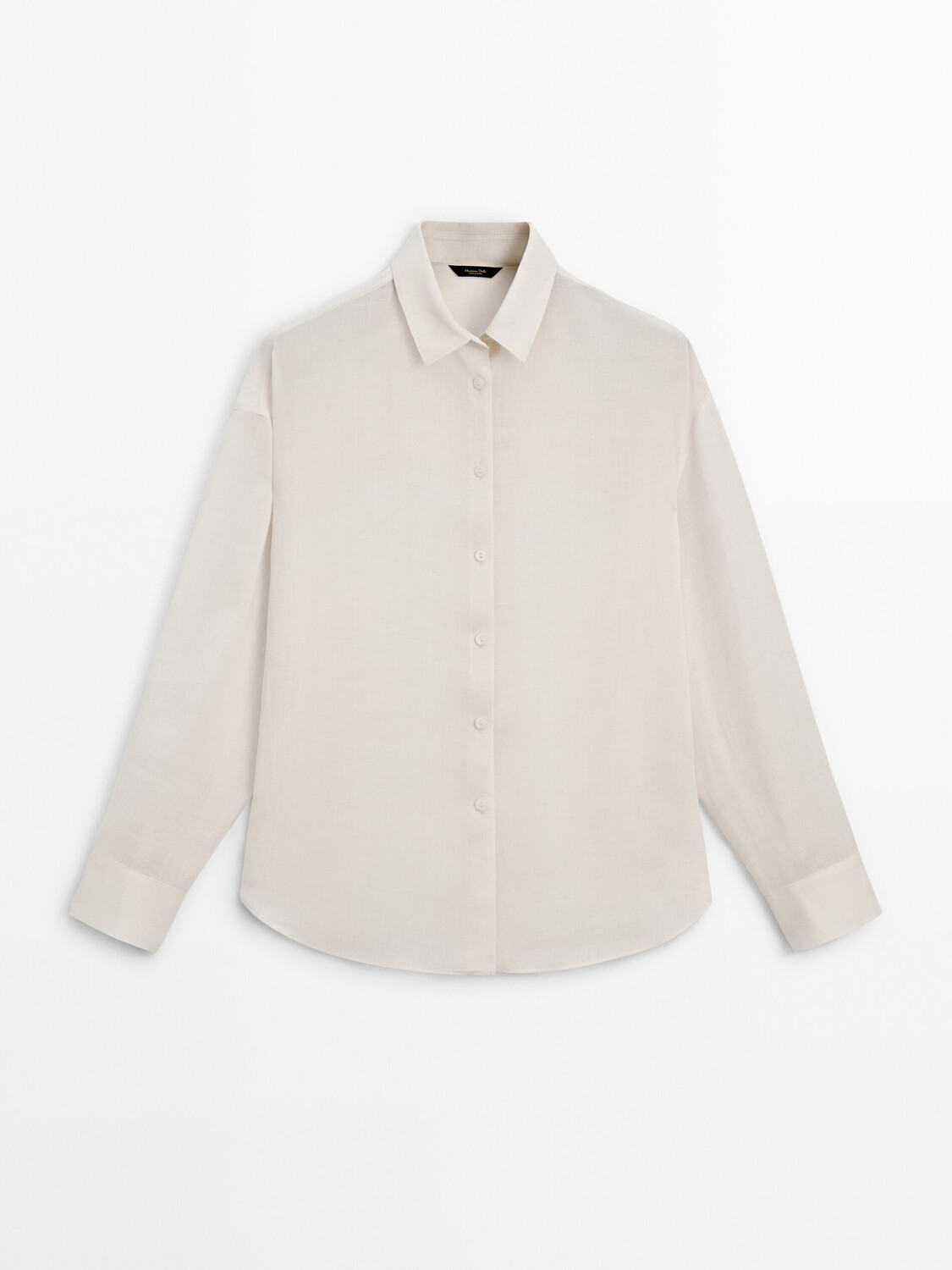 

Однотонная рубашка Ramie Blend Massimo Dutti, бежевый