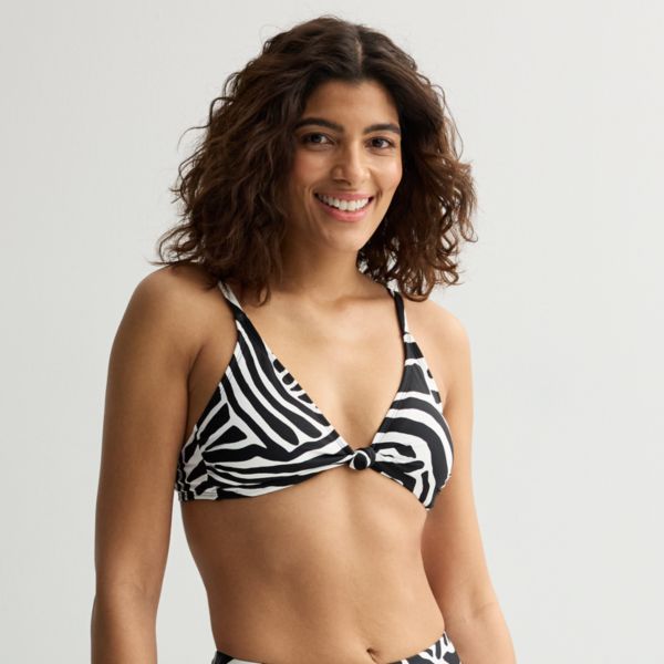 

Женский купальник с треугольным узлом спереди Freshwater, цвет zebra waves black