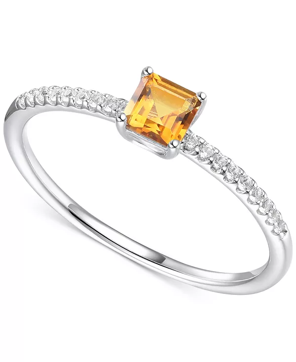 

Кольцо с голубым топазом (3/8 карата tw) и бриллиантом (1/20 карата tw) из стерлингового серебра (также с цитрином и аметистом) Macy'S, citrine