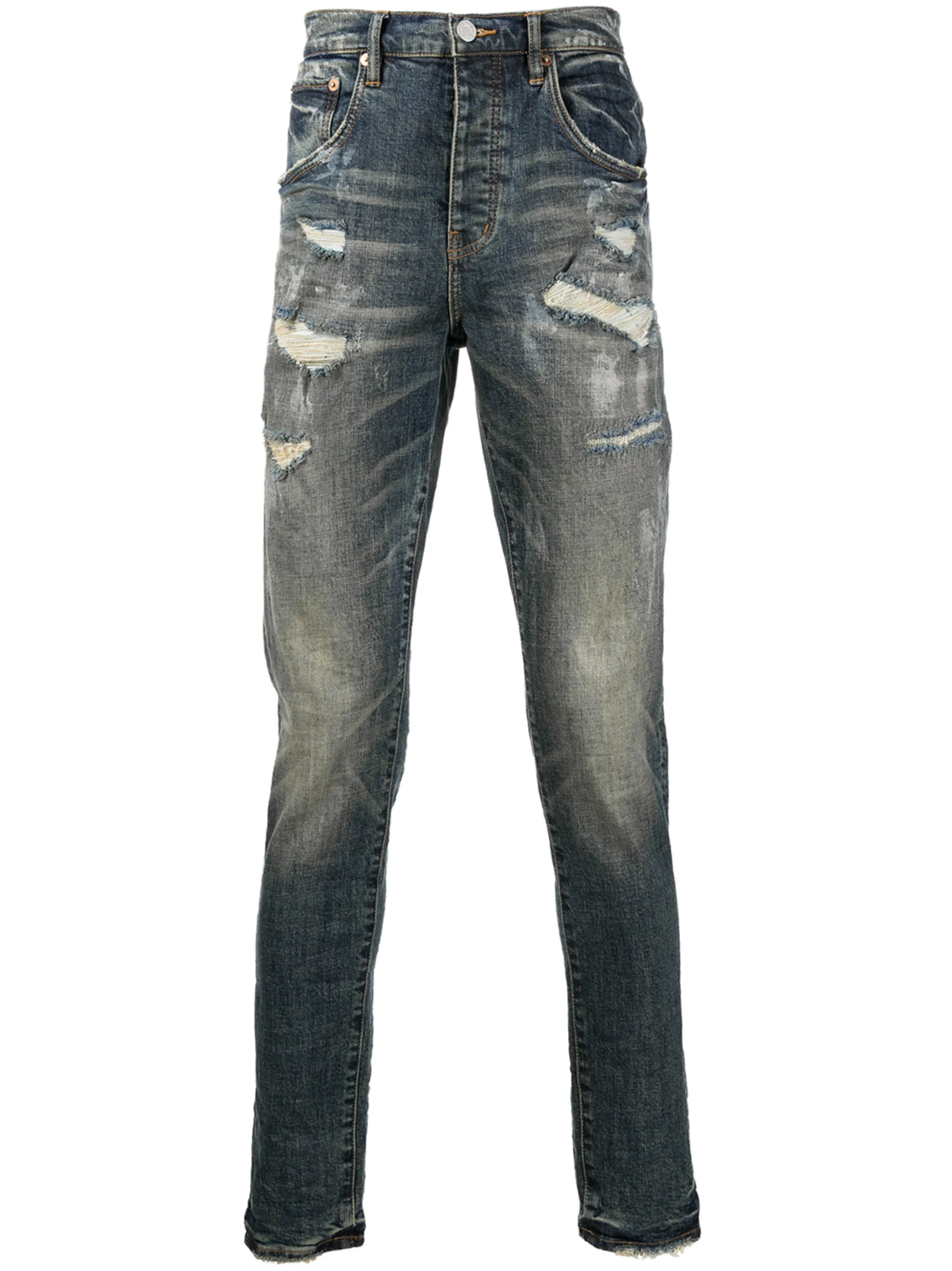 

Джинсы кроя слим Vintage с эффектом потертости Purple Brand, черный