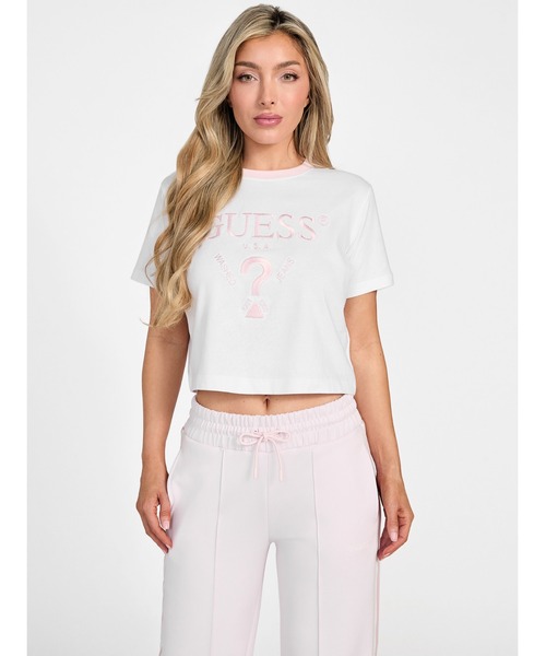 

Женская футболка с коротким рукавом, кроп Guess, белый