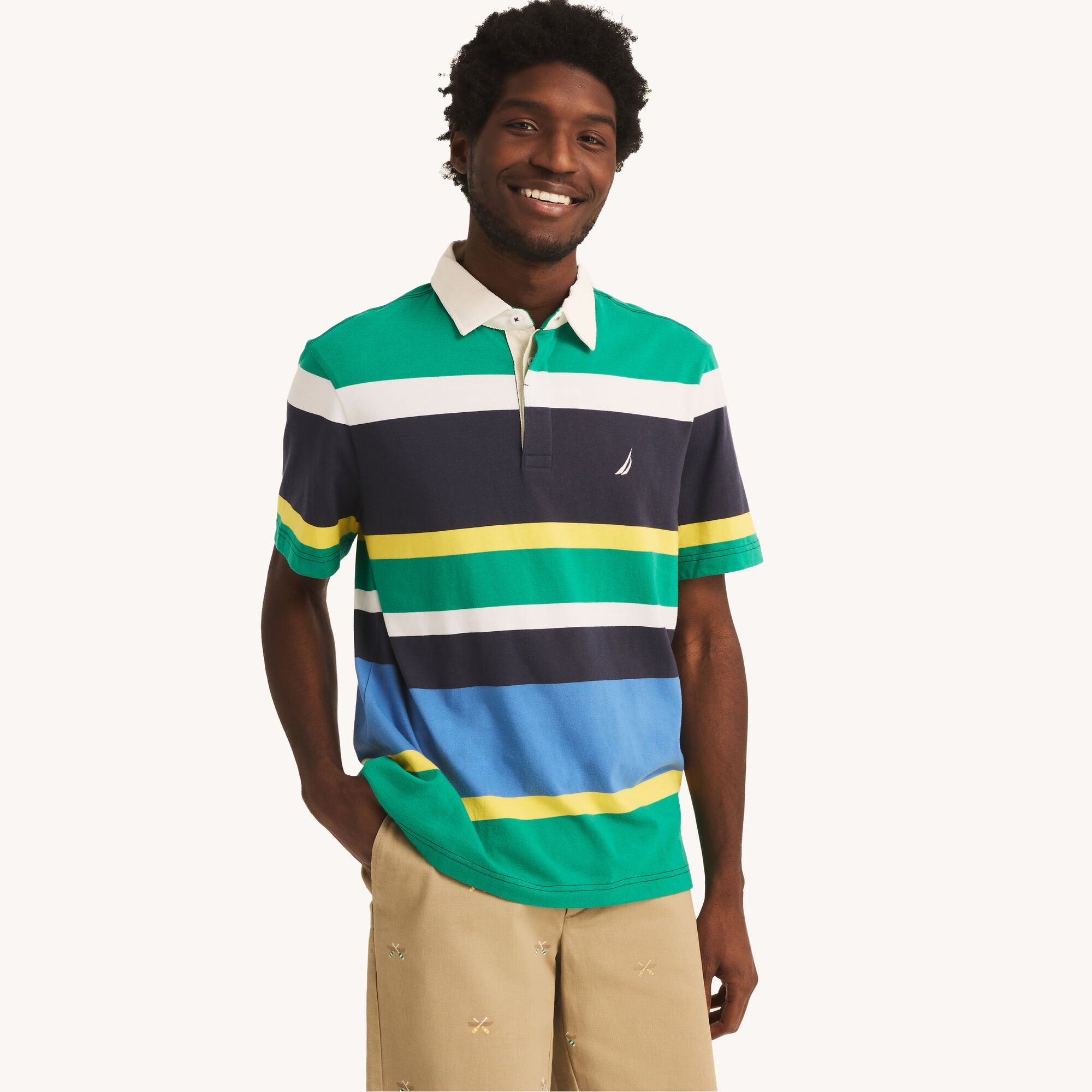 

Поло для регби Nautica Sustainably Crafted Classic Fit Striped, цвет navy seas