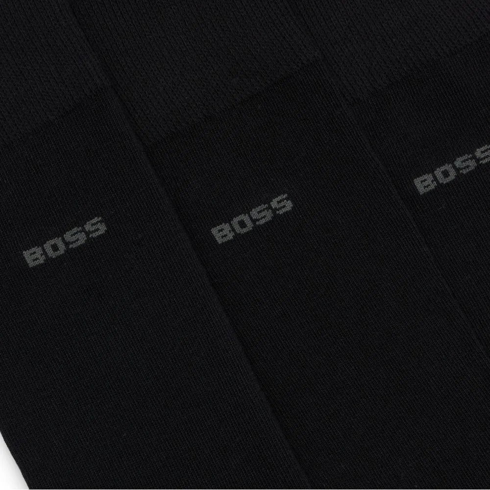 Мужские чёрные мягкие носки с эффектом стирки, 3 пары, от Boss — фото 2