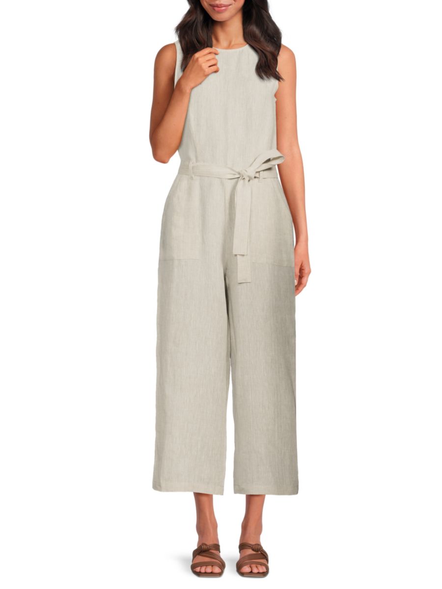 

Укороченный комбинезон из 100% льна Saks Fifth Avenue, цвет Natural