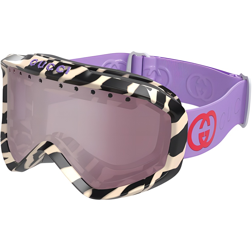 

GG1210S Антибликовые лыжные очки Unisex с застежкой Snap Buckle GUCCI, бордовый lens+zebra print frame